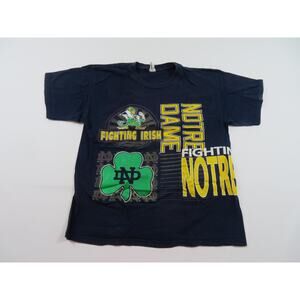 Fighting Irish of Notre Dame Blue T-Shirt Double-Sided Sz L 1990s